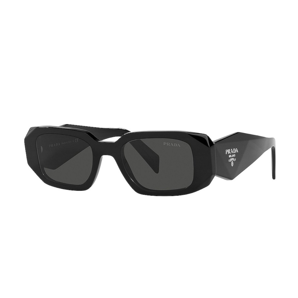 Prada Womens Black Rectangular Sunglasses